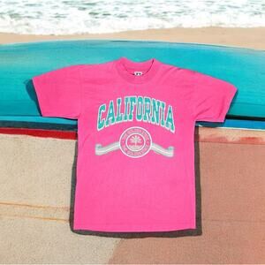 Vtg 90s California T-Shirt Wellington Destination USA Single Stitch Pink Adult L